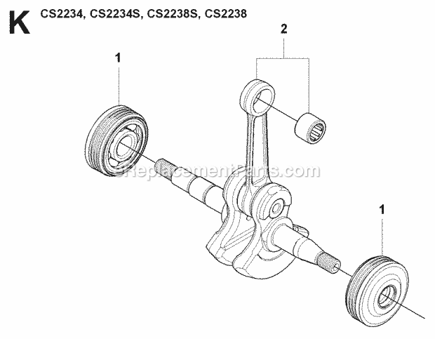 Jonsered CS2238 (2009-04) Chain Saw Crankshaft Diagram
