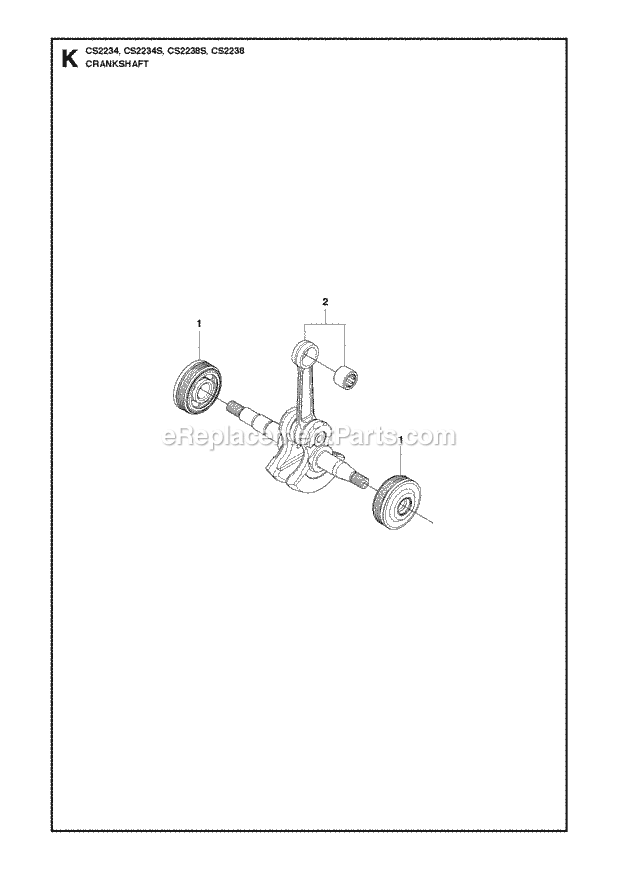 Jonsered CS2238 S (2010-04) Chain Saw Crankshaft Diagram