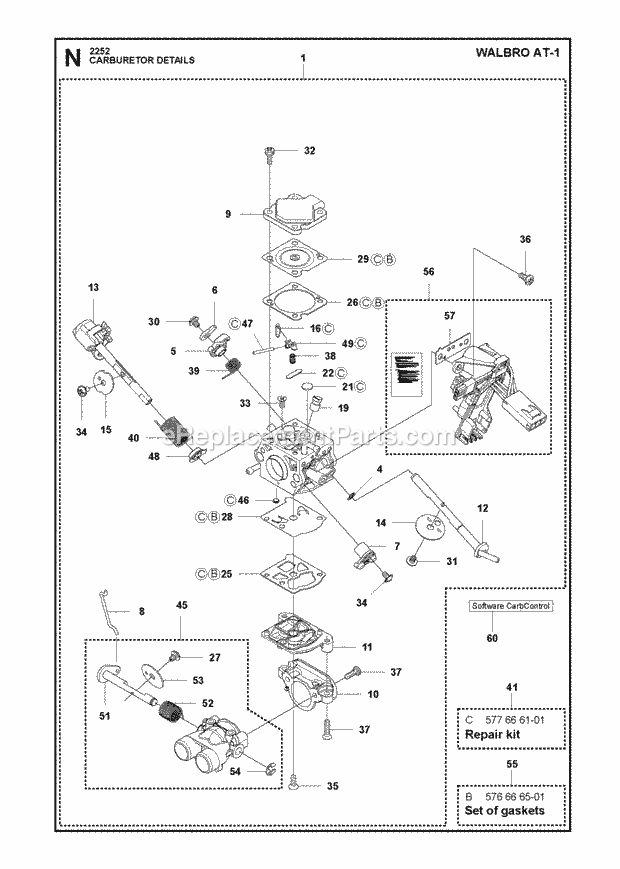 Jonsered CS2252 (2012-07) Chain Saw Carburetor Details Diagram