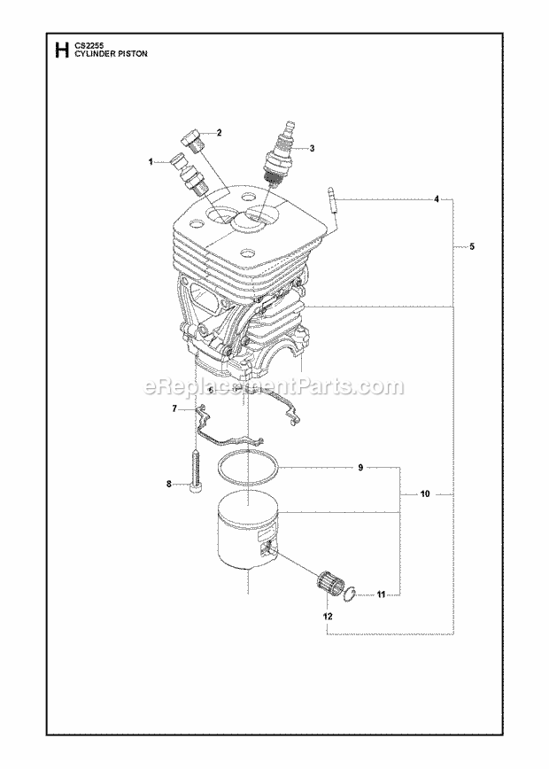 Jonsered CS2255 (2009-03) Chain Saw Cylinder Piston Diagram