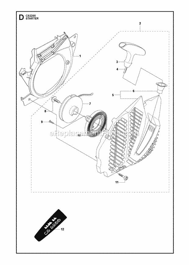 Jonsered CS2255 (2009-03) Chain Saw Starter Diagram