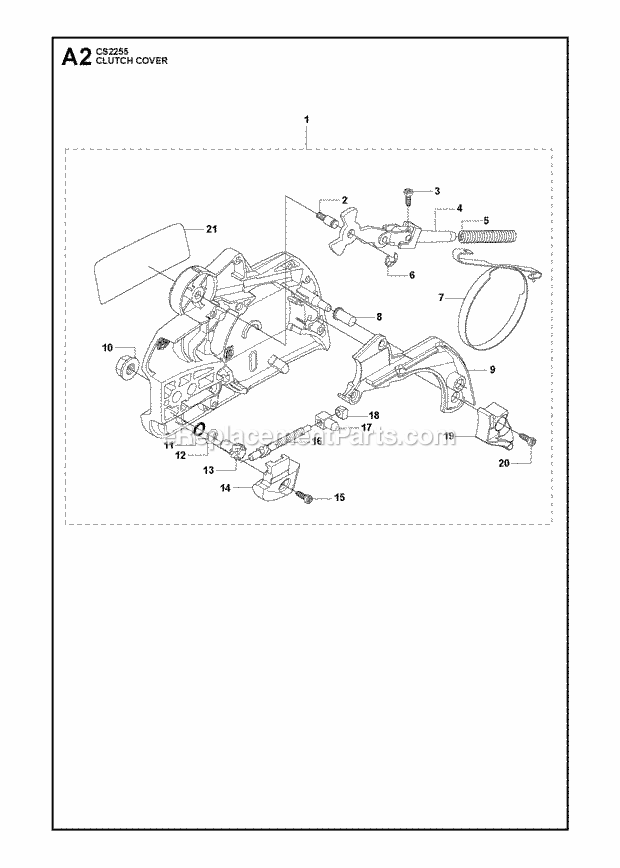 Jonsered CS2255 (2009-03) Chain Saw Clutch Cover Diagram