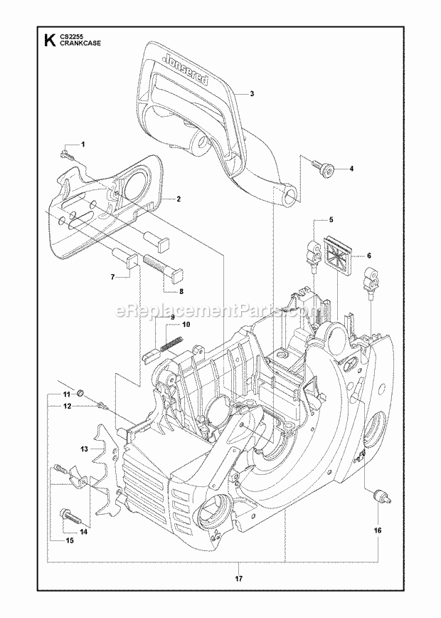 Jonsered CS2255 (2009-03) Chain Saw Crankcase Diagram