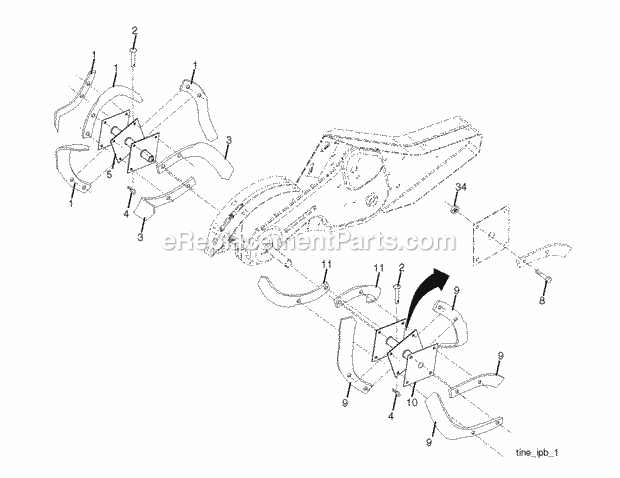 Jonsered CT2105R - 96091000109 (2011-09) Cultivator Tine Assembly Diagram