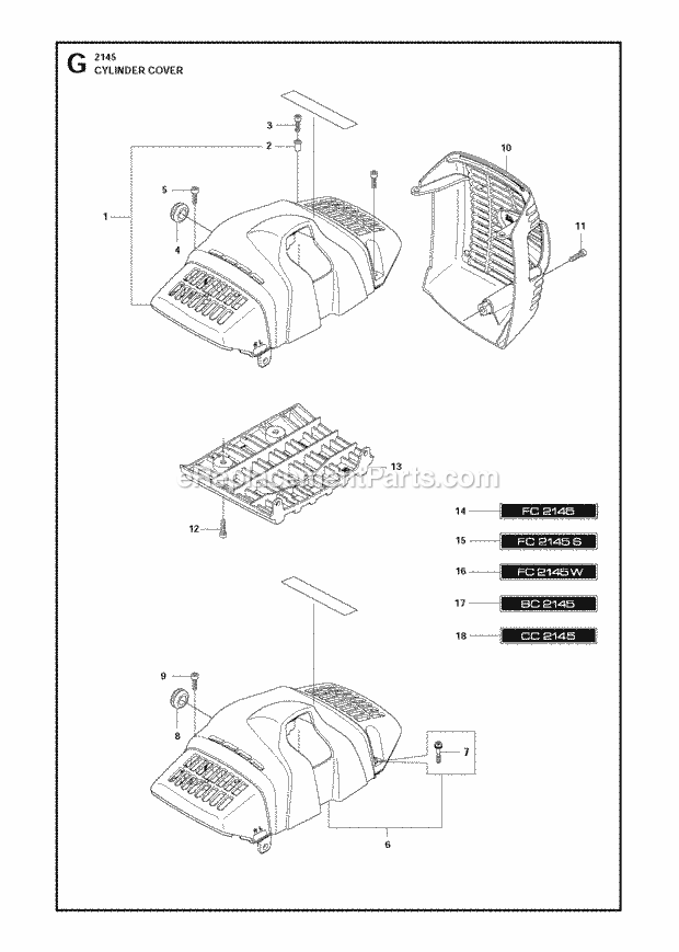 Jonsered FC2145 S (2011-02) Brushcutter Cylinder Cover Diagram