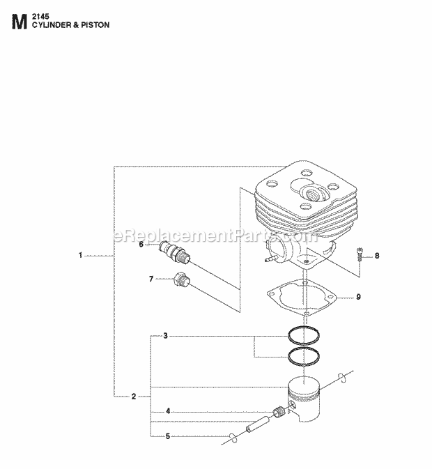 Jonsered FC2145 W (2010-09) Brushcutter Cylinder Piston Diagram
