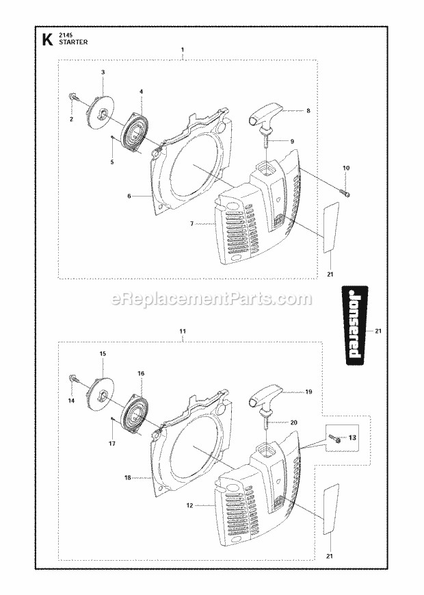 Jonsered FC2145 W (2011-02) Brushcutter Starter Diagram