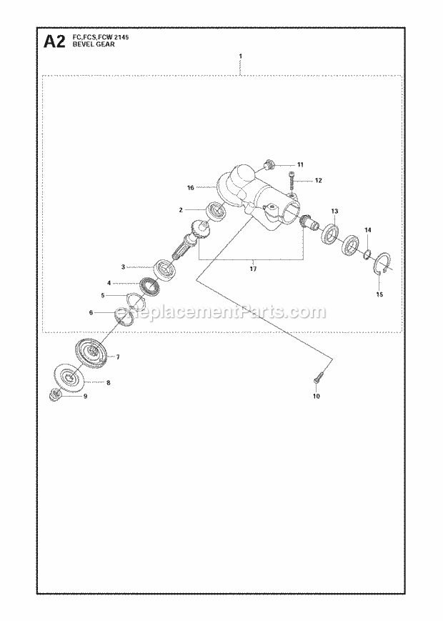 Jonsered FC2145 W (2011-02) Brushcutter Bevel Gear Diagram