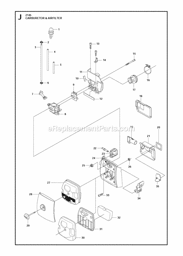 Jonsered FC2145 W (2011-02) Brushcutter Carburetor Air Filter Diagram