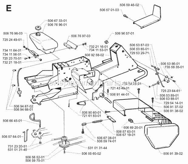 Jonsered FR13 (2000-02) Frontrider Chassis / Frame Diagram