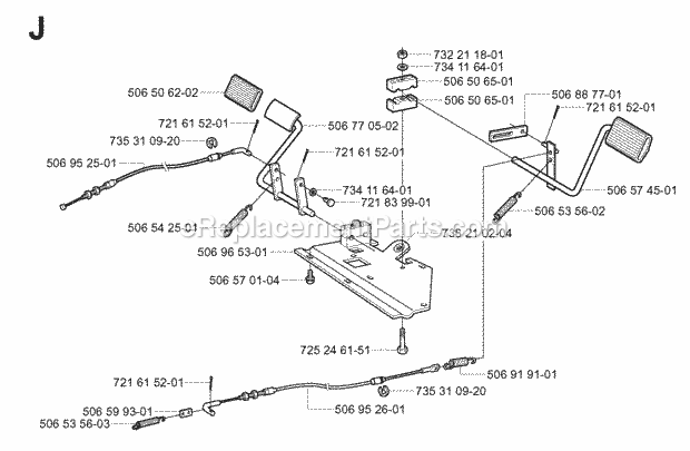 Jonsered FR2111 M - 953535801 (2005-03) Frontrider Pedals Diagram