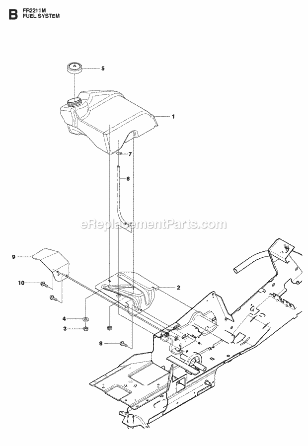 Jonsered FR2111 M - 965190201 (2010-07) Frontrider Fuel System Diagram