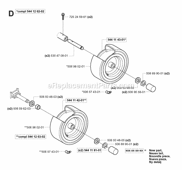 Jonsered FR2116 MA - 953535401 (2006-01) Frontrider Wheels Tires Diagram