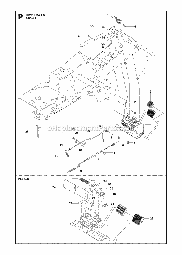 Jonsered FR2215 MA 4x4 - 966773501 (2012) Frontrider Pedals Diagram