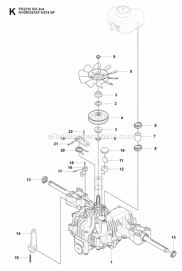 Jonsered FR2216 MA 4x4 - 965190401 (2009-04) Frontrider Hydraulic Pump- Motor Diagram