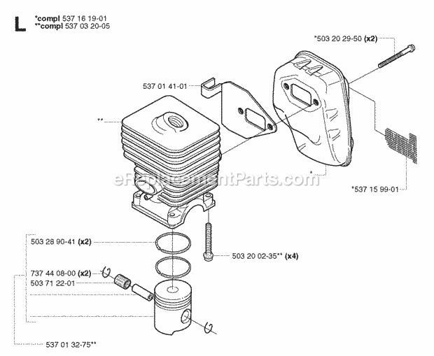 Jonsered GC2125 (2003-03) Trimmer Cylinder Piston Diagram
