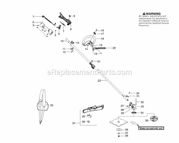 Jonsered GC2128C US - 952711956 (2011-03) Trimmer Shaft Handle Diagram