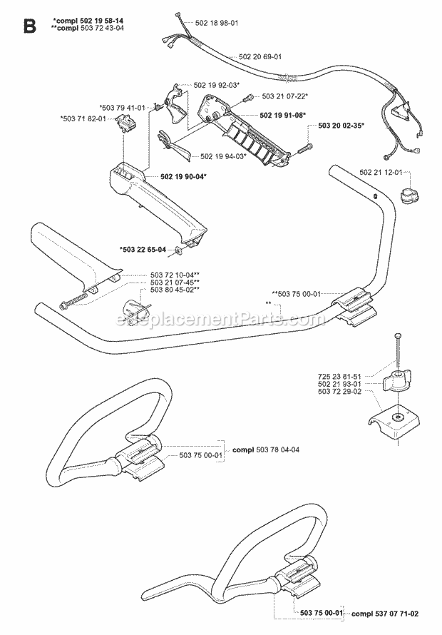 Jonsered GR2026 (2000-10) Brushcutter Handle Controls Diagram