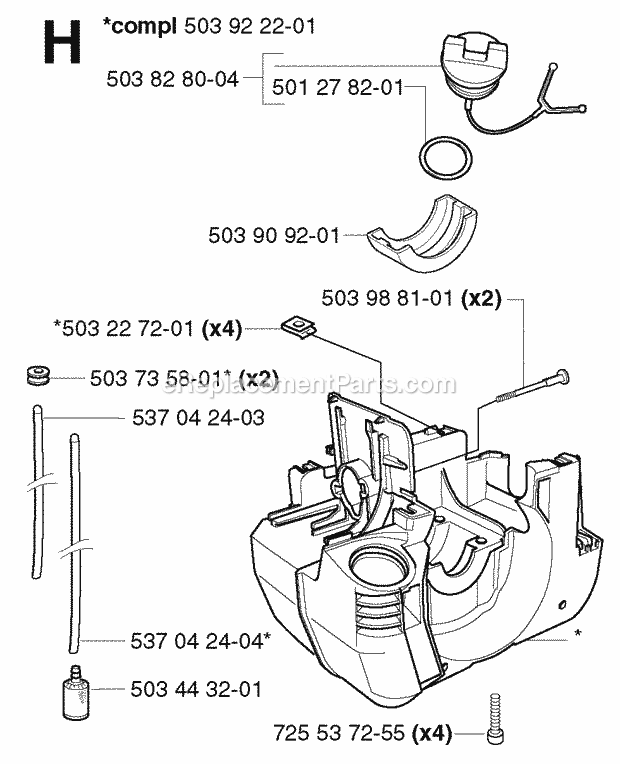 Jonsered GR2026 (2002-08) Brushcutter Crankcase Diagram