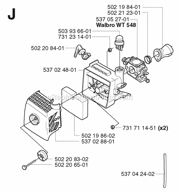 Jonsered GR2032 (2002-08) Brushcutter Carburetor Air Filter Diagram