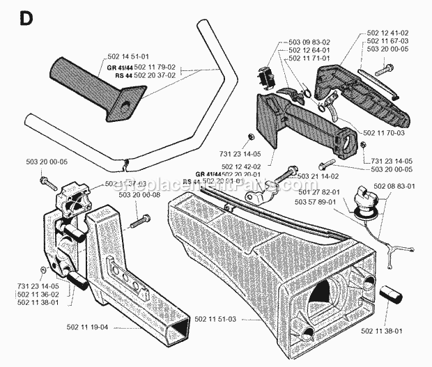 Jonsered GR44 (1991-03) Brushcutter Handle Controls Diagram