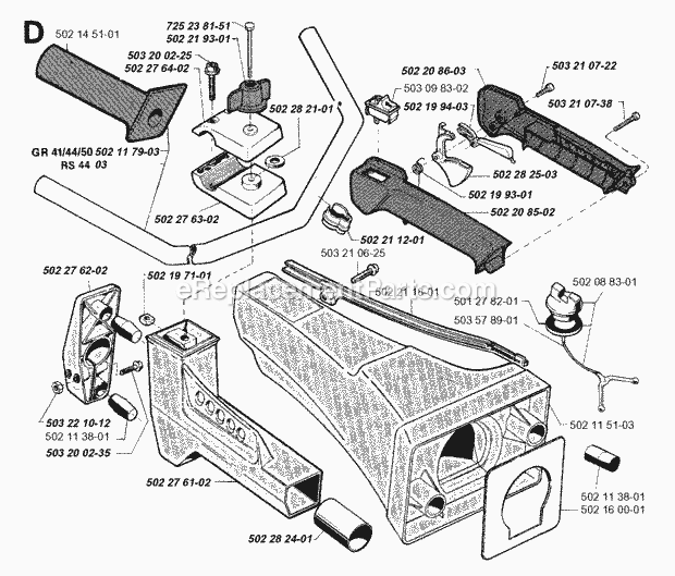 Jonsered GR44 (1994-03) Brushcutter Handle Controls Diagram