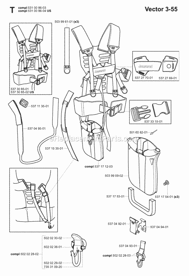 Jonsered GR50 (2006-01) Brushcutter Harness Diagram