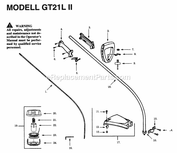 Jonsered GT21 L (1993-01) Trimmer Shaft Handle Diagram