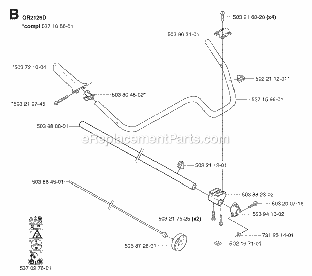 Jonsered GT26 (1997-05) Trimmer Shaft Handle Diagram