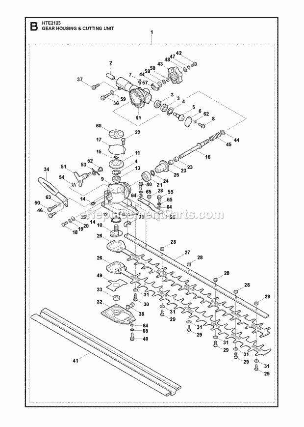 Jonsered HTE2123 (2010-03) Hedge Trimmer Clutch Oil Pump Diagram