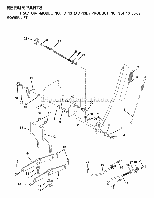 Jonsered ICT13 JICT13B - 954130039 (2000-02) Tractor Mower Lift / Deck Lift Diagram