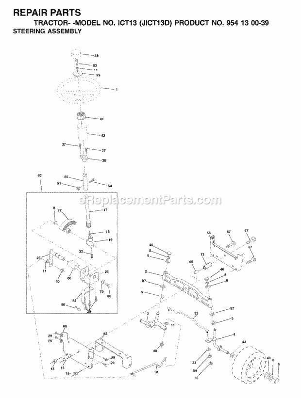 Jonsered ICT13 JICT13D - 954130039 (2001-01) Tractor Steering Diagram
