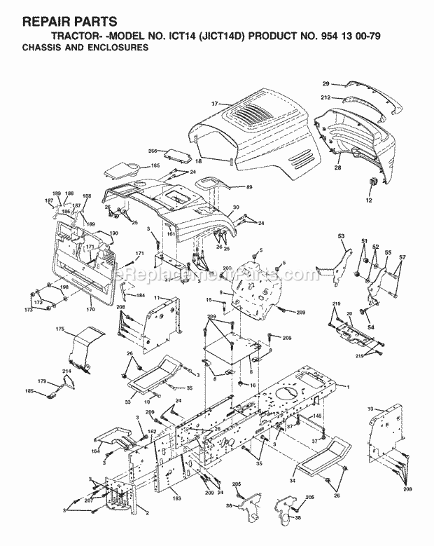 Jonsered ICT14 JICT14D - 954130079 (2002-06) Tractor Chassis Enclosures Diagram