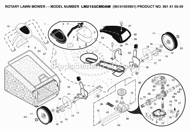 Jonsered LM2153CMDAW 961410059 - 96141005901 (2007-03) Lawn Mower: Consumer Walk-behind Page B Diagram