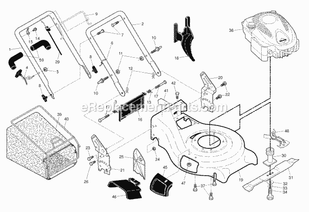 Jonsered LM 2152 CMDA - 96141019403 (2010-11) Lawn Mower: Consumer Walk-behind Frame Engine Diagram