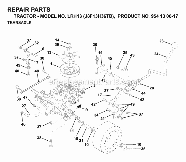 Jonsered LRH13 J8F13H36TB - 954130017 (1998-12) Tractor Transmission Diagram