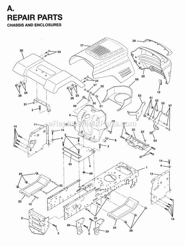 Jonsered LT15 42 - 954820221 (1996-01) Tractor Chassis Enclosures Diagram