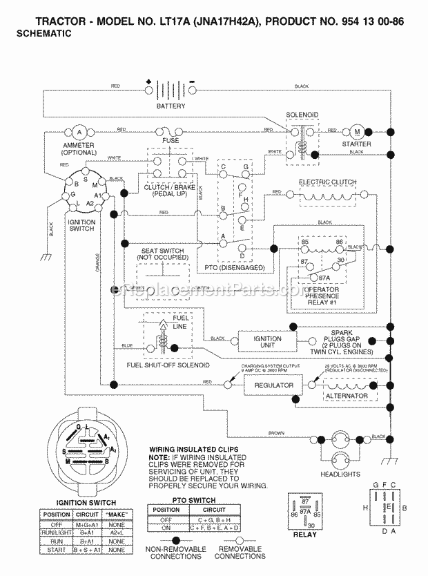 Jonsered LT17A JNA17H42A - 954130086 (2003-01) Tractor Page H Diagram