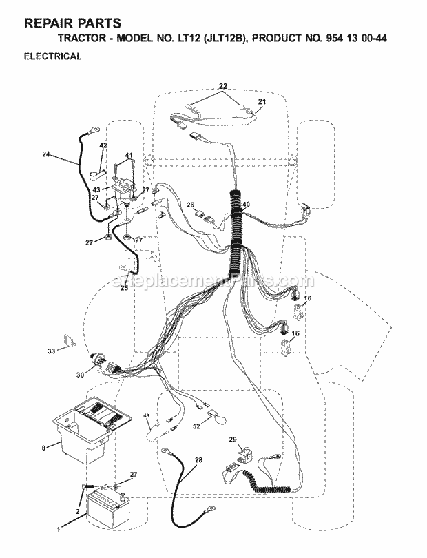 Jonsered LT 12 JLT12B - 954130044 (2001-02) Tractor Electrical Diagram