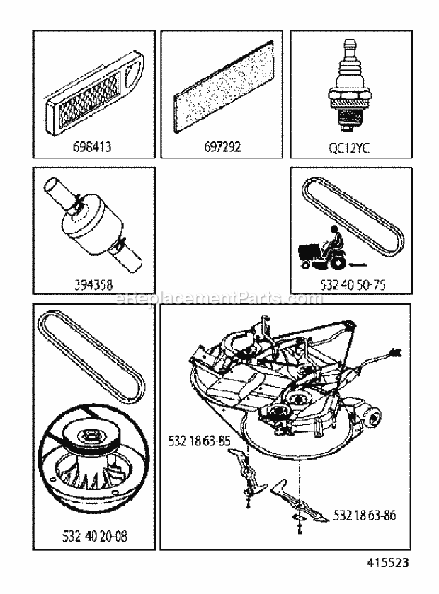 Jonsered LT 2113 CM - 96061022501 (2008-09) Tractor Frequently Used Parts Diagram