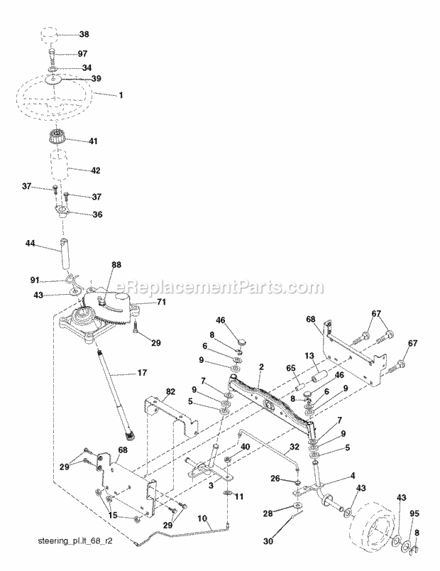 Jonsered LT 2114 A - 96011030201 (2012-11) Tractor Steering Diagram