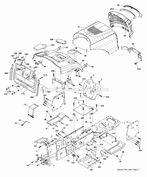 Jonsered LT 2114 CA - 96061032002 (2012-08) Tractor Chassis Enclosures Diagram
