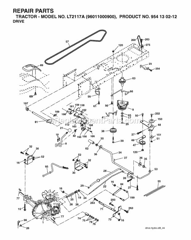 Jonsered LT 2117 A - 96011000900 (2005-01) Tractor Drive Diagram