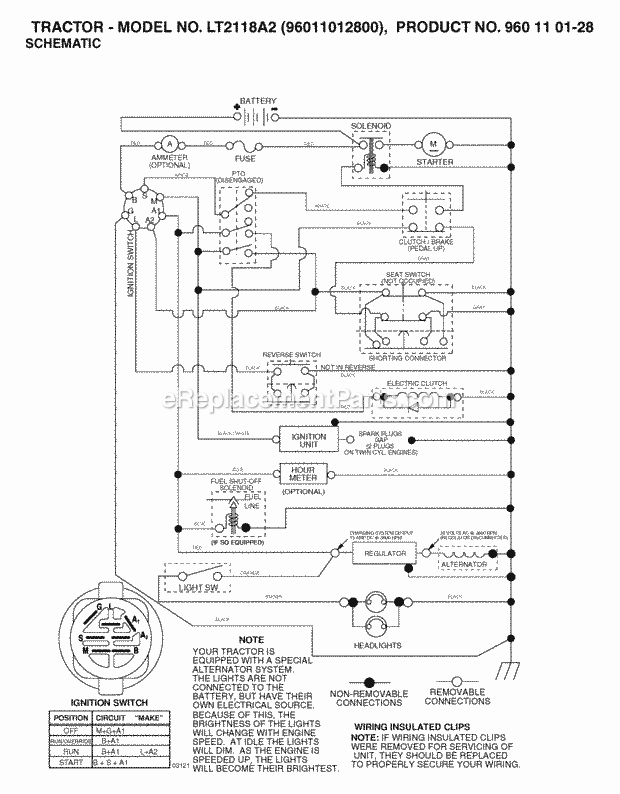 Jonsered LT 2118 A2 - 96011012800 (2006-02) Tractor Page I Diagram