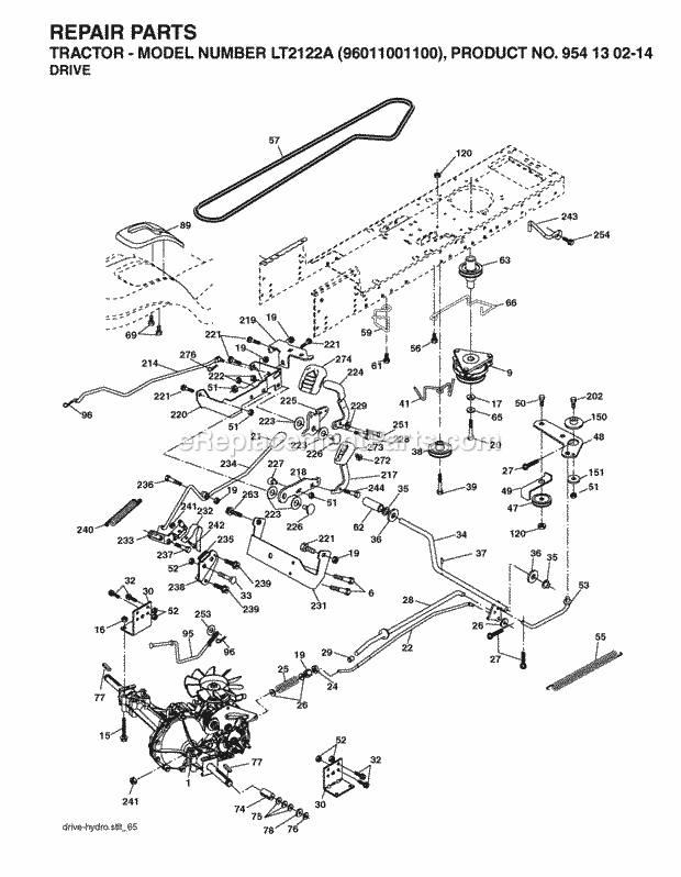 Jonsered LT 2122 A - 96011001100 (2005-01) Tractor Drive Diagram