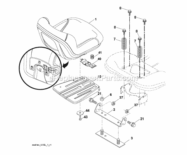 Jonsered LT 2213 - 96041008700 (2009-01) Tractor Seat Diagram