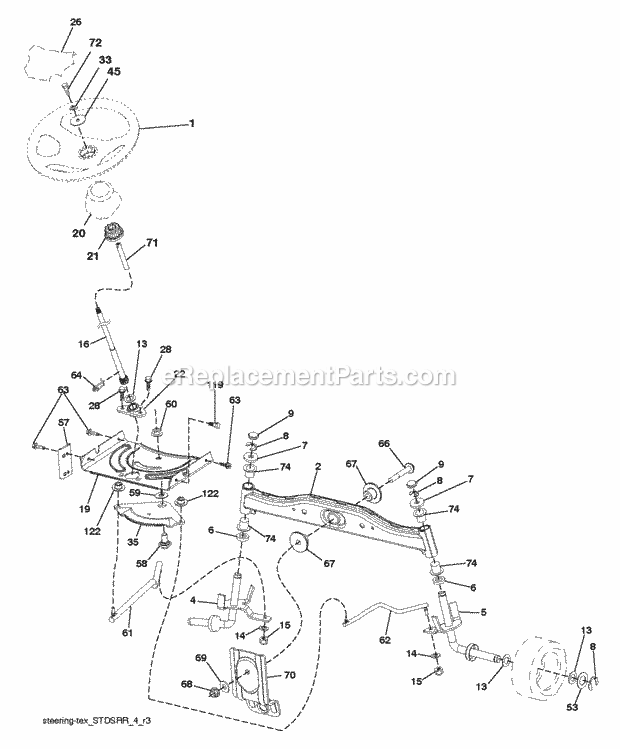 Jonsered LT 2213 - 96041008703 (2012-08) Tractor Steering Diagram