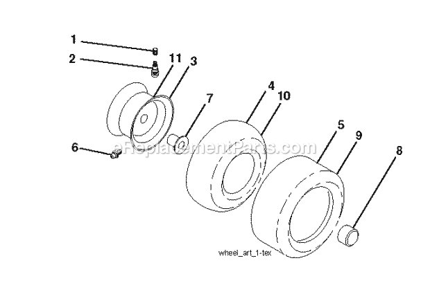 Jonsered LT 2213 A - 96041008800 (2009-02) Tractor Wheels Tires Diagram