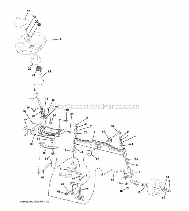 Jonsered LT 2213 A - 96041015400 (2010-01) Tractor Steering Diagram