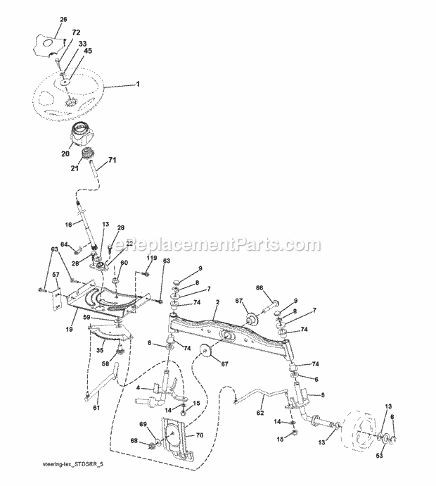 Jonsered LT 2213 CA - 96041009000 (2009-01) Tractor Steering Diagram